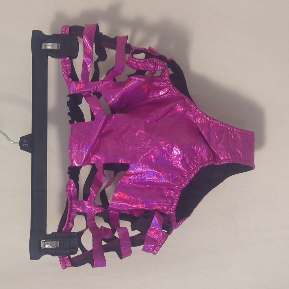 NWT Dolls Kill Club Exx pink iridescent cutout shorties. - Picture 1 of 8